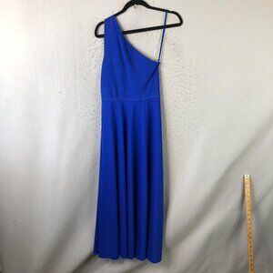 Polo By Ralph Lauren Dress Womens M Blue One Shoulder Maxi Formal Evening Gown
